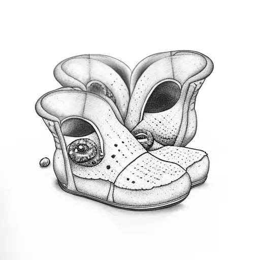 slipper and donut cuddling tattoo design idea