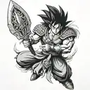 Goku with Viking-inspired armor and weapons. tattoo design idea