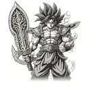 Goku with Viking-inspired armor and weapons. tattoo design idea