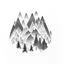 bear paw with trees and mountains inside tattoo design idea