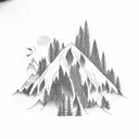 bear paw with trees and mountains inside tattoo design idea