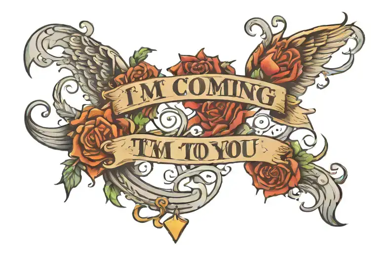 the inscription "I'm coming to you" tattoo design idea