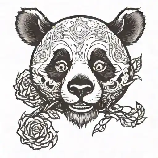 dark panda face tattoo design idea