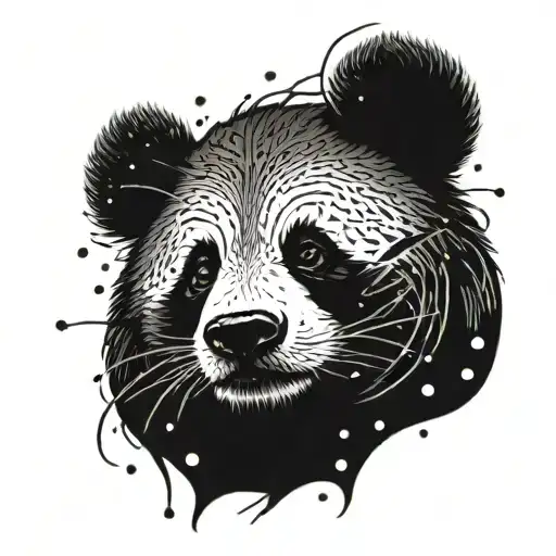 dark panda face surrounded by dark sparks tattoo design idea