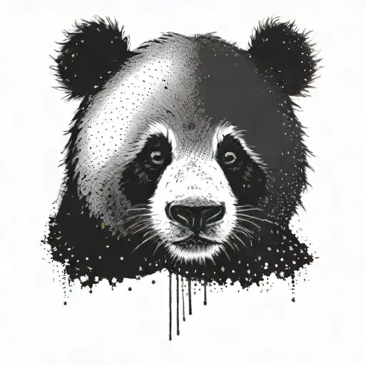 dark panda face tattoo design idea