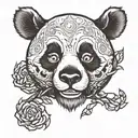 dark panda face tattoo design idea