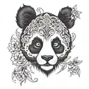 dark panda face tattoo design idea