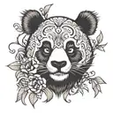 dark panda face tattoo design idea