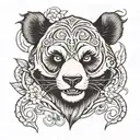 dark panda face tattoo design idea