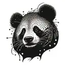 dark panda face surrounded by dark sparks tattoo design idea