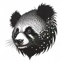 dark panda face surrounded by dark sparks tattoo design idea