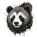 dark panda face surrounded by dark sparks tattoo design idea