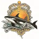 orca sunrise tattoo design idea