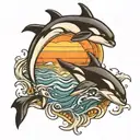 orca sunrise tattoo design idea