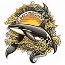 orca sunrise tattoo design idea