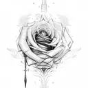 rose sword fire tattoo design idea