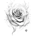 rose sword fire tattoo design idea