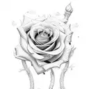 rose sword fire tattoo design idea