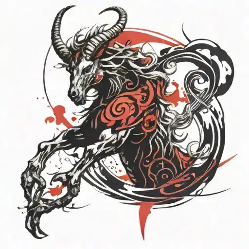 Capricorn on the forearm in the style of Japanese culture tattoo design idea