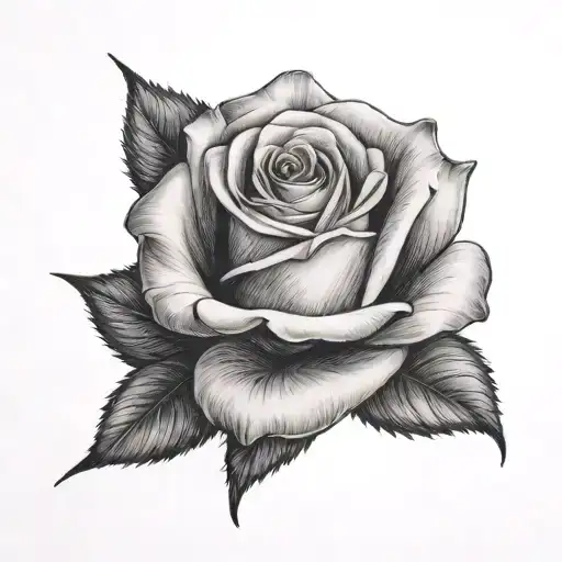 Rose with a stem wrapped with letter S  tattoo design idea