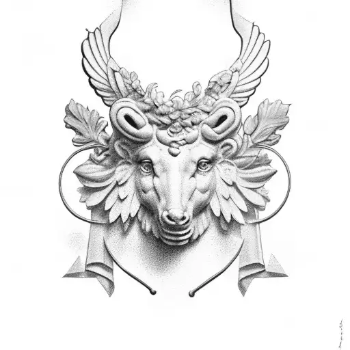 Apollo with lyre, laurel wreath and radient aura tattoo design idea