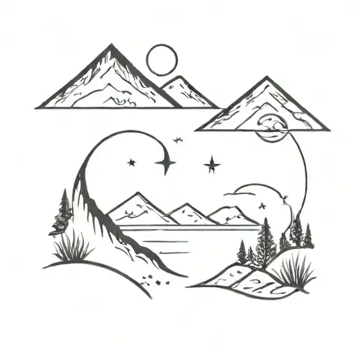 best friends who like the ocean, mountains, night sky   tattoo design idea