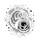 astronaut holding moon dragon ball tattoo design idea