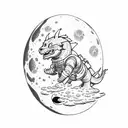 astronaut holding moon dragon ball tattoo design idea
