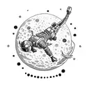astronaut holding moon dragon ball tattoo design idea