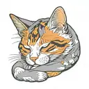 Dilute calico sleeping on grey blanket  tattoo design idea