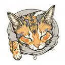 Dilute calico sleeping on grey blanket  tattoo design idea