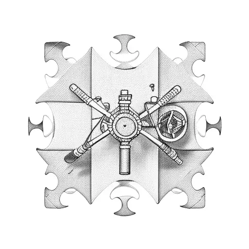 tractor inside of puzzle piece  tattoo design idea