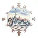 ford tractor puzzle piece  tattoo design idea