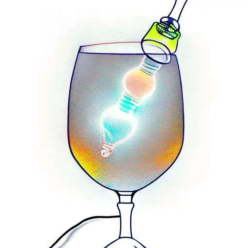 wine glass and light bulb tattoo design idea