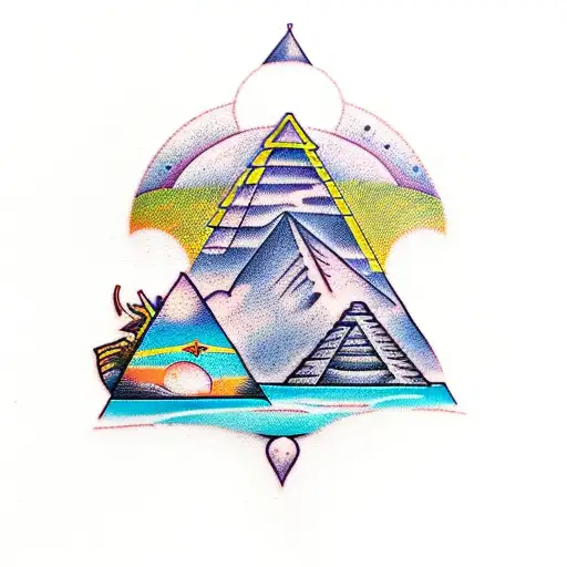 osiris in the sky with pyramids and the nile tattoo design idea