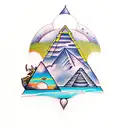 osiris in the sky with pyramids and the nile tattoo design idea