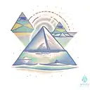 osiris in the sky with pyramids and the nile tattoo design idea