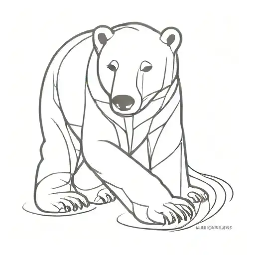 A minimalist tattoo of a polar bear in a modern, abstract style with bold lines and negative space tattoo design idea