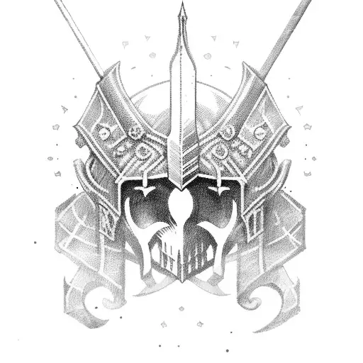 knight with sword tattoo design idea