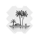 palm tree and pool in square frame tattoo design idea