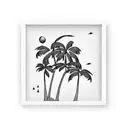 palm tree and pool in square frame tattoo design idea