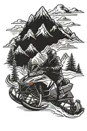snowmobile mountain  tattoo design idea