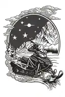 snowmobile mountain  tattoo design idea