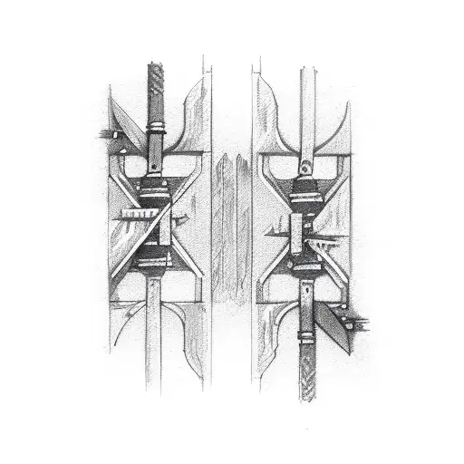 two railroad spikes crossed over each other tattoo design idea