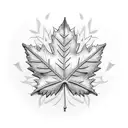 Maple Leaf and snowflakes tattoo design idea