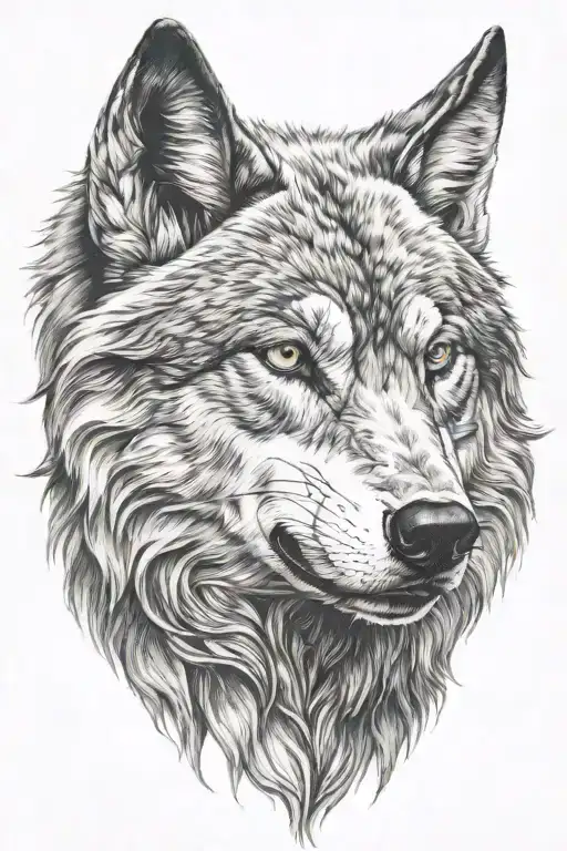 wolf head evil and good  tattoo design idea