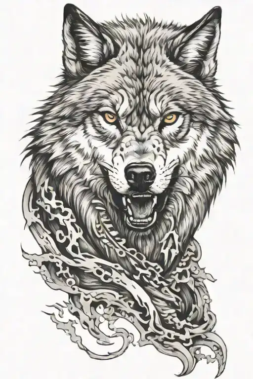wolf head angry  tattoo design idea