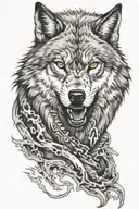 wolf head angry  tattoo design idea