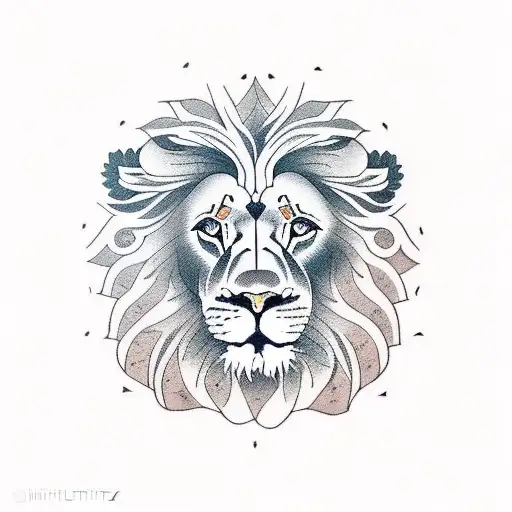 lion fixed kintsugi style  tattoo design idea