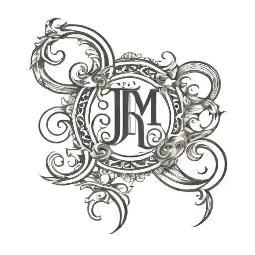 J R and M initials intertwined tattoo design idea